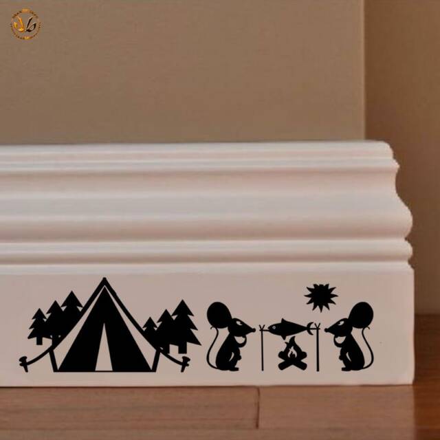 Topini Family Mural Stickers in Camping Fishing PVC Black Discounted 1 Kit Various Pieces Measures cm 8x30 Wall Sticker Mouse Fish - image 1