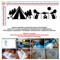 Topini Family Mural Stickers in Camping Fishing PVC Black Discounted 1 Kit Various Pieces Measures cm 8x30 Wall Sticker Mouse Fish - thumbnail 2