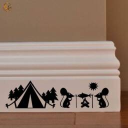 Topini Family Mural Stickers in Camping Fishing PVC Black Discounted 1 Kit Various Pieces Measures cm 8x30 Wall Sticker Mouse Fish