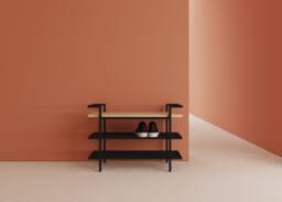Lisa Industrial Seat, Oak Bench For The Hall, Shoe Storage, Loft Stool With Shelves Shoes, From 60 cm To 100 Wide. Shoe Cabinet