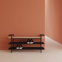 Lisa Industrial Seat, Oak Bench For The Hall, Shoe Storage, Loft Stool With Shelves Shoes, From 60 cm To 100 Wide. Shoe Cabinet - thumbnail 2