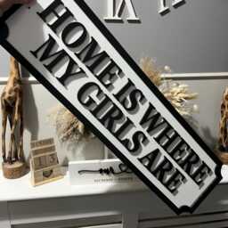 70cm Long - Home Is Where My Girls Are - Street Sign 3D Look Personalised Wall Mdf Gift Upto 12 Names Laser Cut Home Decor - thumbnail 4