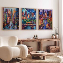 Set Of 3 Melbourne Poster Set, Australian Travel Prints, Australia Art, Decor, Oceania Wall Art - thumbnail 3