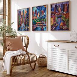 Set Of 3 Melbourne Poster Set, Australian Travel Prints, Australia Art, Decor, Oceania Wall Art - thumbnail 4