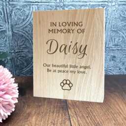 Pet Loss Remembrance Personalised , Memorial Picture -Photo Frame Any Animal - Cat Dog Horse -Rabbit Etc... Engraved Oak Book Style - thumbnail 3