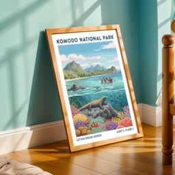 Komodo National Park Art Print Tropical Wildlife Illustration - thumbnail 2