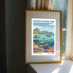 Komodo National Park Art Print Tropical Wildlife Illustration - thumbnail 3