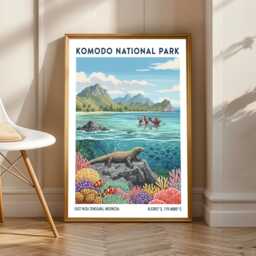 Komodo National Park Art Print Tropical Wildlife Illustration - thumbnail 1