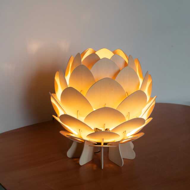 Newtable Lamp, Artichoke Light, Acorn Light, Wooden Desk Lamp, Bedside Table Lamp, Hop Light, Plywood Lamp, Pine Cone Lamp - image 1