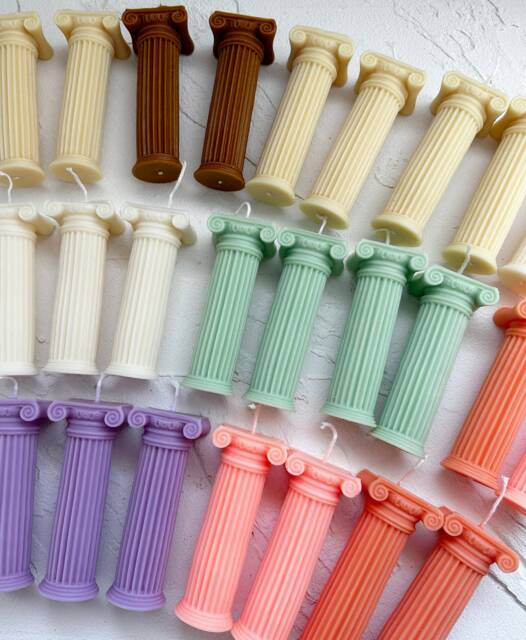 Mini Roman Column Candle, Soy Wax Pillar, Home Decor - image 1