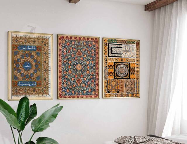 Set Of 3 Arabic Prints, Islamic Wall Art, Decor, Middle Eastern Mughal Arab Gift - image 1
