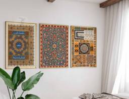 Set Of 3 Arabic Prints, Islamic Wall Art, Decor, Middle Eastern Mughal Arab Gift - thumbnail 1