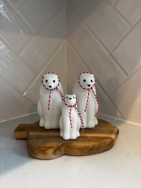 Handmade Concrete Polar Bear Set Christmas Shelf Decoration - image 1