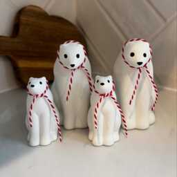 Handmade Concrete Polar Bear Set Christmas Shelf Decoration - thumbnail 2