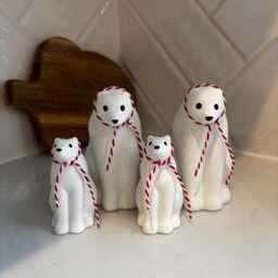 Handmade Concrete Polar Bear Set Christmas Shelf Decoration - thumbnail 4