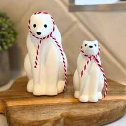 Handmade Concrete Polar Bear Set Christmas Shelf Decoration - thumbnail 3