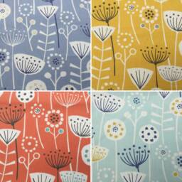 Lampshade Scandi Flowers, Burnt Orange, Mustard, Seafoam Or Blue. Fabric, Handmade Ceiling Table Shades 40cm 30cm 20cm