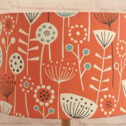 Lampshade Scandi Flowers, Burnt Orange, Mustard, Seafoam Or Blue. Fabric, Handmade Ceiling Table Shades 40cm 30cm 20cm - thumbnail 3