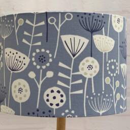 Lampshade Scandi Flowers, Burnt Orange, Mustard, Seafoam Or Blue. Fabric, Handmade Ceiling Table Shades 40cm 30cm 20cm - thumbnail 2