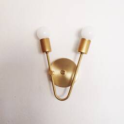 Modern Brass Wall Light - Contemporary Lighting Bathroom Vanity Living Room Minimalist Entryway Bedroom Kitchen - thumbnail 3