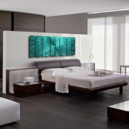 Large Metal Wall Art Turquoise Blue Green Modern Sculpture - thumbnail 2