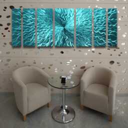 Large Metal Wall Art Turquoise Blue Green Modern Sculpture - thumbnail 1