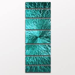 Large Metal Wall Art Turquoise Blue Green Modern Sculpture - thumbnail 4