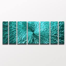 Large Metal Wall Art Turquoise Blue Green Modern Sculpture - thumbnail 3