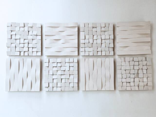 Et Of 2 Off-White 3D Wood Wall Art - Minimalist Sculpture Panels - image 1