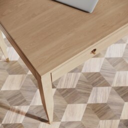 Mid-Century Modern Oak Desk, Solid Wood, Brass Accents - thumbnail 3