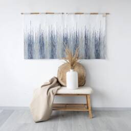 Bohemian Woven Tapestry - Large Wall Hanging Decor Blue Gradient Art Handmade Textile Modern Macrame Unique Gift - thumbnail 1