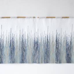 Bohemian Woven Tapestry - Large Wall Hanging Decor Blue Gradient Art Handmade Textile Modern Macrame Unique Gift - thumbnail 2