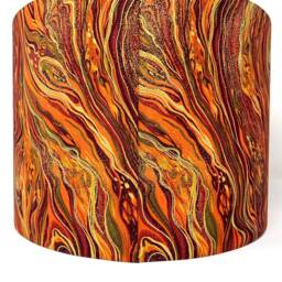 Marbled Lampshade Lava Orange Swirl, Gold Accents - thumbnail 4