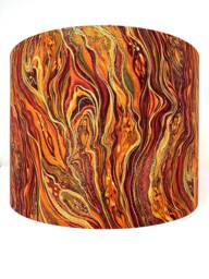 Marbled Lampshade Lava Orange Swirl, Gold Accents - thumbnail 1