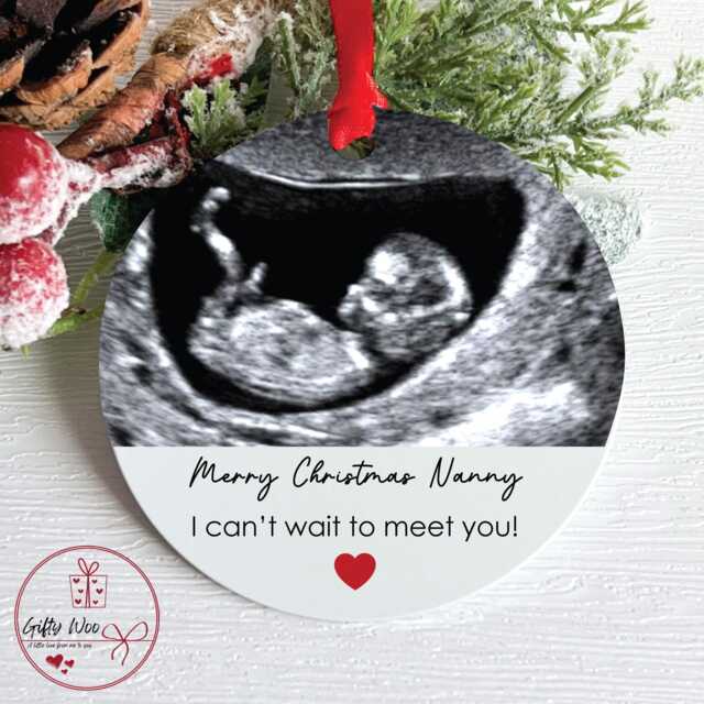 Personalised Pregnancy Announcement Bauble For Grandparents - Christmas Gift From Bump For Nanny Grandad Baby Tree Decoration - image 1