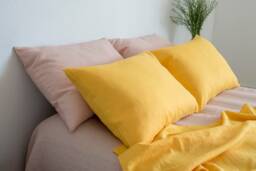 Yellow Linen Pillow Cover, Standard Eu Stonewashed Pillowcase