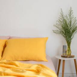 Yellow Linen Pillow Cover, Standard Eu Stonewashed Pillowcase - thumbnail 3