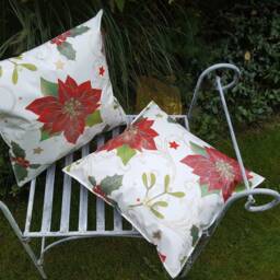 Outdoor/Oilcloth Cushion - Winter Living, Garden & Lounge Decoration - Pattern Poinsettia in Three Different Sizes - thumbnail 2