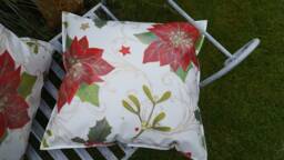 Outdoor/Oilcloth Cushion - Winter Living, Garden & Lounge Decoration - Pattern Poinsettia in Three Different Sizes - thumbnail 1