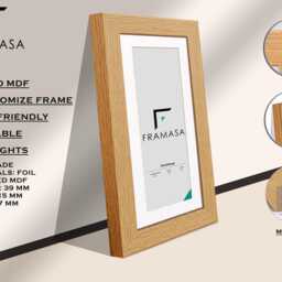 A1, A2, A3, A4, Black & White Picture Frames With Mount - Oak Walnut Photo Frame For Wall Art Modern Panoramic Wedding Gift - thumbnail 2