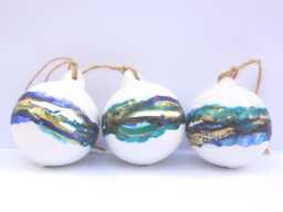 Limited Edition Set Of 3 Baubles, Personalised Ceramic Christmas Tree Baubles. Decorations. Xmas Ornaments, Decor - thumbnail 1