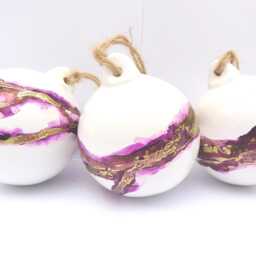 Limited Edition Set Of 3 Baubles, Personalised Ceramic Christmas Tree Baubles. Decorations. Xmas Ornaments, Decor - thumbnail 4