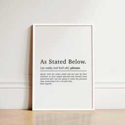 As Stated Below Definition Print, Home Office Wall Art, Funny D??cor, Poster, Email Quote Print - thumbnail 2
