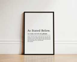 As Stated Below Definition Print, Home Office Wall Art, Funny D??cor, Poster, Email Quote Print - thumbnail 1