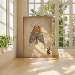 Cicada Yokai Art Print, Japanese Folklore Illustration - thumbnail 4