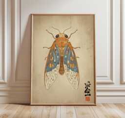 Cicada Yokai Art Print, Japanese Folklore Illustration - thumbnail 1