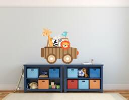 Wall Decal Transport Jungle Animal Decals, Decals Nursery, Nursery Decal, Baby Reusable - thumbnail 1
