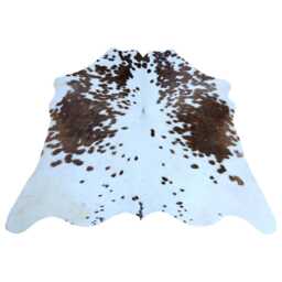 Small Cowhide Decor Rug - Elegant Dark Brown & White Hair-On Leather - thumbnail 1
