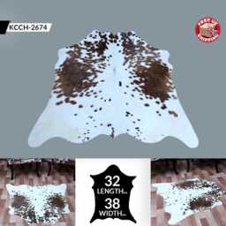 Small Cowhide Decor Rug - Elegant Dark Brown & White Hair-On Leather - thumbnail 2