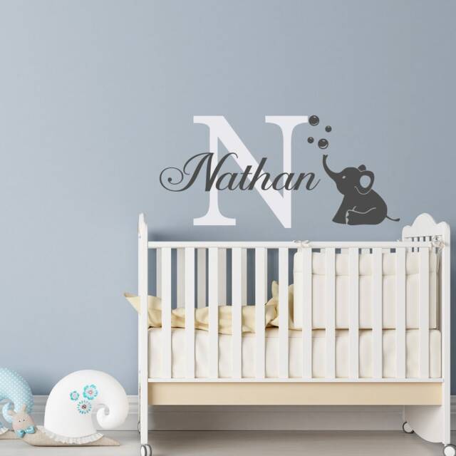 Personalized Baby Elephant Wall Decal Custom Nursery Decor #268 - image 1